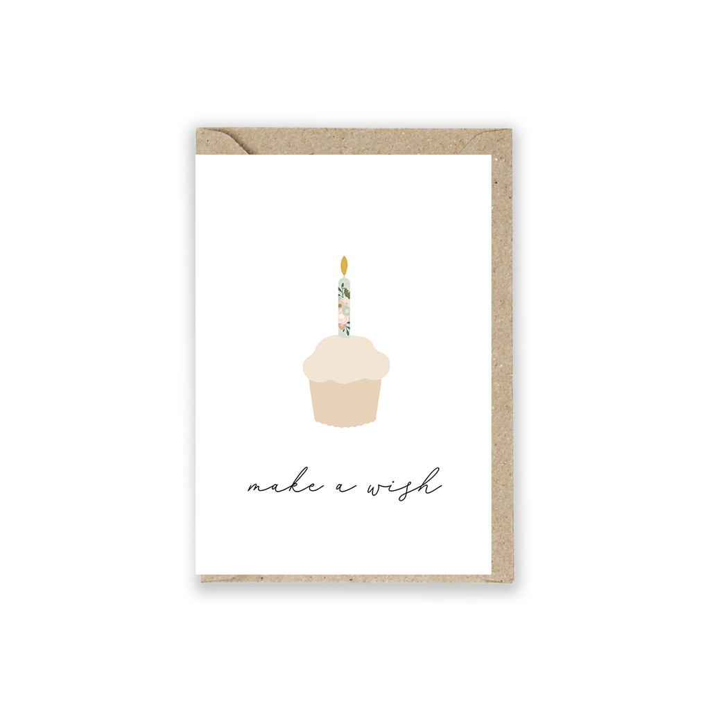 Hälsningskort födelsedag 'Cupcake - Make a Wish' 5 st
