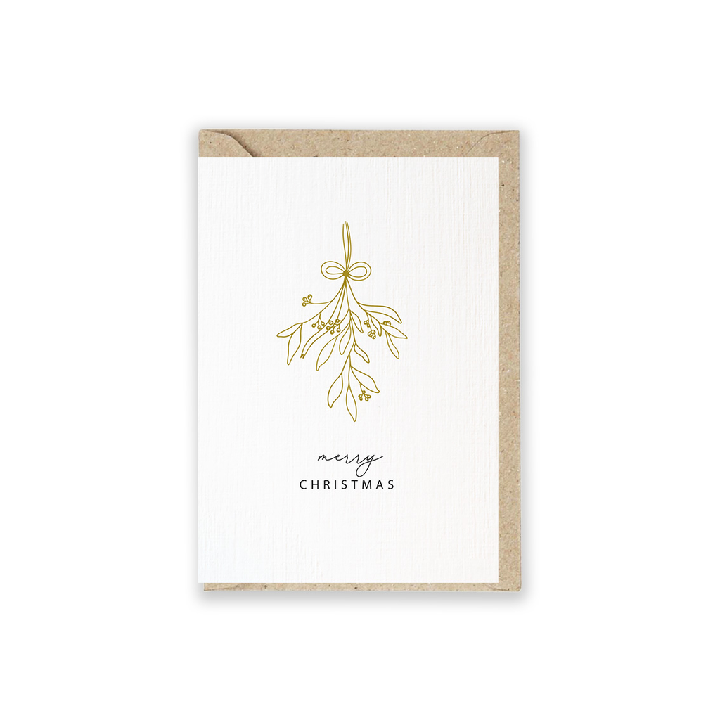  Julkort – mistelkvist "Merry Christmas"  5 st